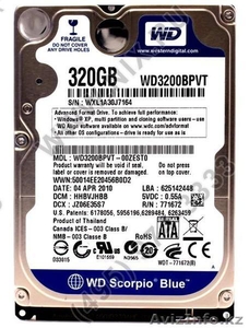 Жесткий диск 320 ГБ WD Scorpio Blue WD3200BPVP - Изображение #1, Объявление #1335807